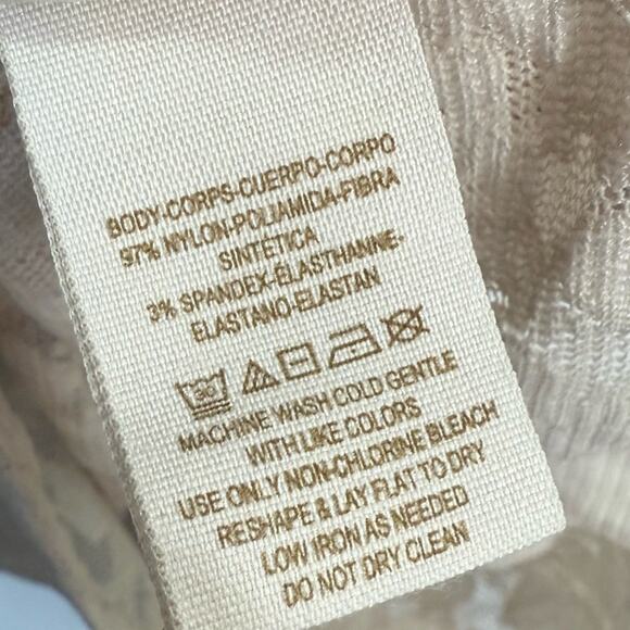 Free People Intimately Lace Cream 3/4 sleeve Square Neck Top W1455 Sz M - Picture 4 of 8